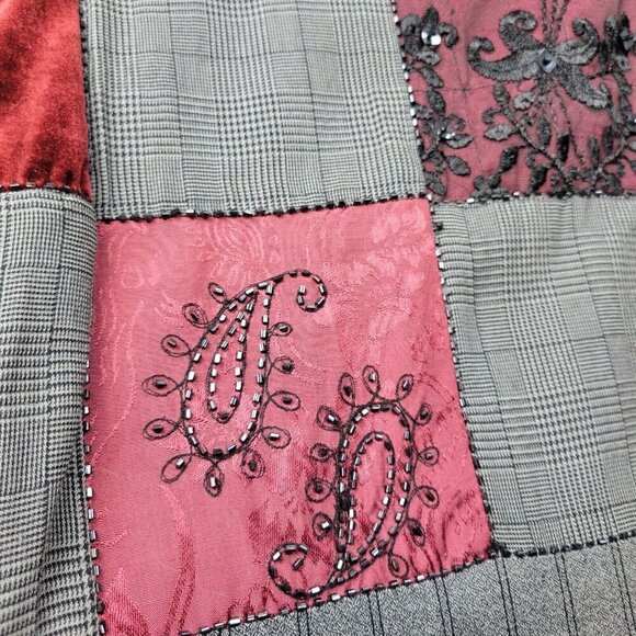 Faith Celia Forrester Dress Womens Medium Mixed Media Patchwork Lace Velvet Trim - Picture 6 of 13